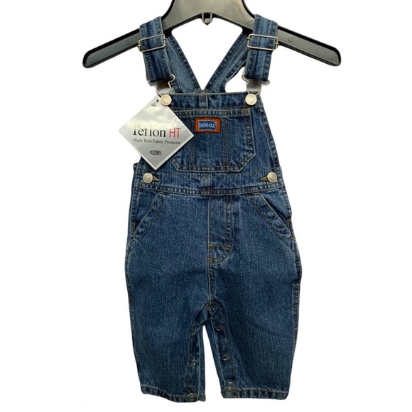 Beedz Other - Beedz Baby Bib Overalls Denim Jean Onesie Snap Adjustable Straps Unisex 12 Mo